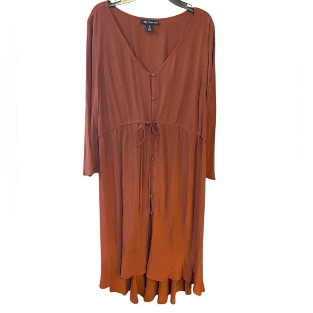 A Pea in the Pod Sz S Rust Boho Flowy Maternity Pregnancy Rayon Dress